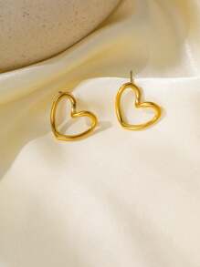 1PC- Stylish And Fresh Personalized Stainless Steel Gold And Silver Hollow Arc Love Pendant Bone Chain Necklace, Holiday Birthday Gift, Daily Wear, Excluding Box