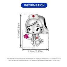 1 pieza Colgante plateado en plata con diseños de autocaravana rosa, estrella azul, cuentas con forma de corazón y enfermera, accesorio de manualidades DIY, joyería artesanal, apto para uso diario y fiestas
