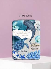 Foldable Marine Series Vanity Mirror, Ultra-Thin & Portable Hand Mirror, Durable PU Leather, Suitable For All Scenarios And People, Folds Into A Compact Square Shape For Easy Carrying - Multicolor - View 7