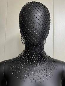Fashion Accessories Rhinestone Stretch Mesh Hood Hood Bandana Holiday Carnival Flash Rhinestone Mask Woman - Black - View 17