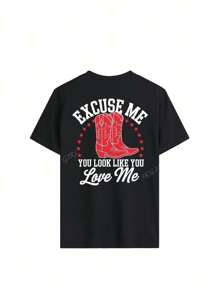 Women's Plus Size Summer Casual Resort Colorful Lettering Simple Boots Alphabet Print Pattern Crew Neck T-Shirt Fashionable Versatile Girl. Graphic T-Shirt Women's White Plus Size Top