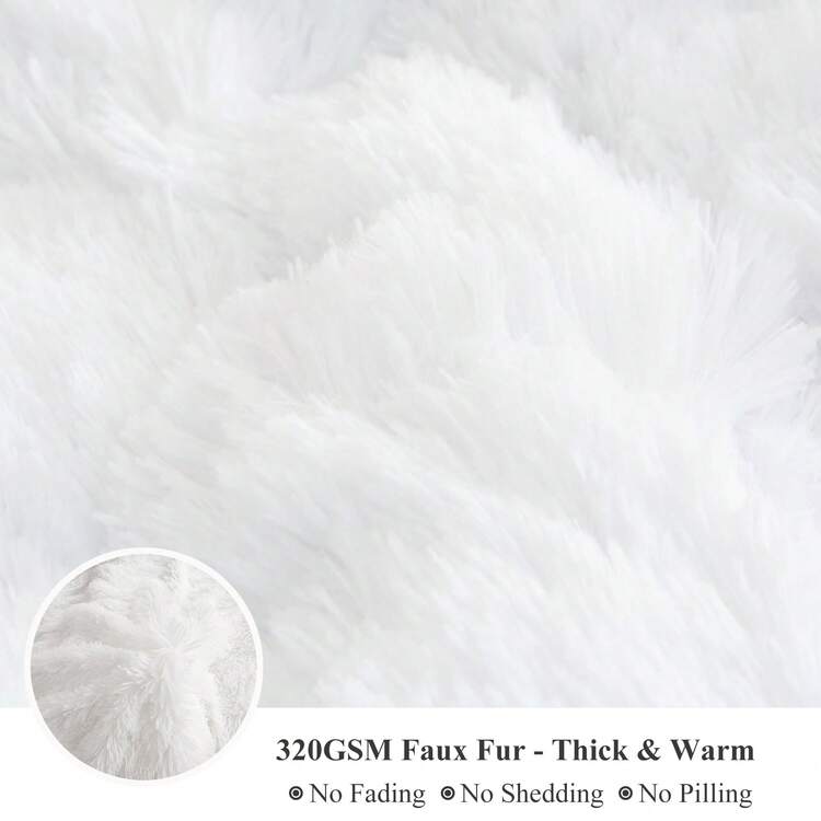 3 Pieck Furry Plush Duvet Cover Set, Black Faux Fur Comforter Over Set, Luxury Sofa Velvet Fuzzy Fluffy Bedding Set, Shaggy Duvet Over With 2 Pillow Covers, Zipper Qusuen - 白色 - 查看 5
