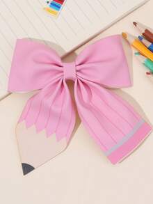 6pcs/1pc Girls Back To School Hair Bow Clips With Oversized Pencil Design & Eraser Print Charms, Cute Educational Hair Accessories For School Season Fall Classroom Teacher Gifts - Multicolor - View 14