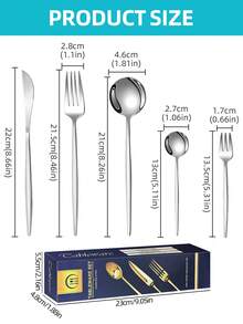 Stainless Steel Tableware Set With Gift Box - Elegant 30-Piece Western Flatware Set With Silver Finish, High Quality Table Forks, Soup Spoons And Teaspoons, Kitchen Utensils For Home, Kitchen, Hotel, Restaurant, Wedding, Cafe, Party, Christmas Gift, Gift Givings