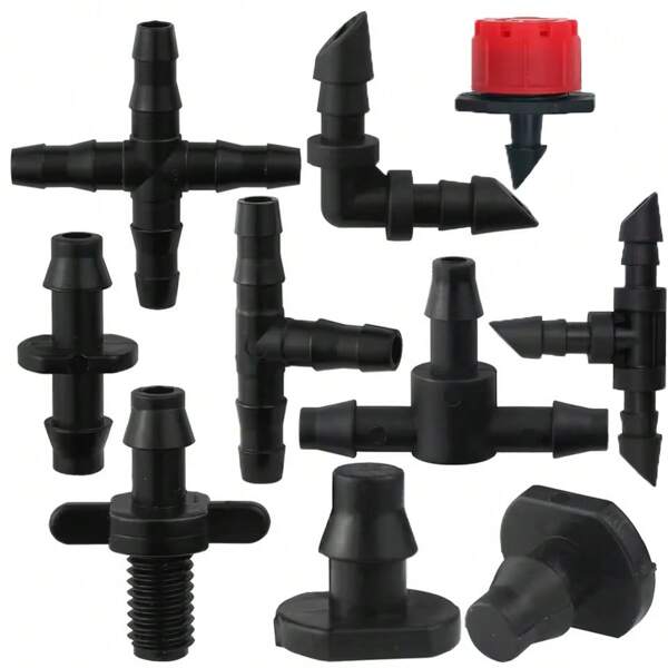 1/4 inch Prickly Connector irrigatie-accessoires, Prickly Connectors voor irrigatiesystemen voor bloementuinen, Tuinfittingen voor bloempotten (beugels, waterleidingen, pluggen, rechte doorvoeren, T-stukken, bochten, vierwegkoppelingen, schroefverbindingen, rode sproeiers)