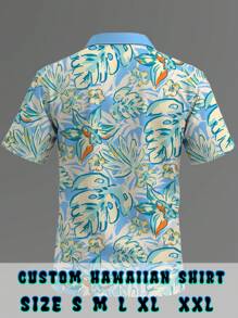 Camisa de playa de estilo hawaiano personalizada para hombre, con estampado de paraíso tropical, perfecta para fiestas de luau y paseos en bicicleta por la , que se transiciona sin esfuerzo entre bodas en la playa y paseos por el mercado nocturno de coco