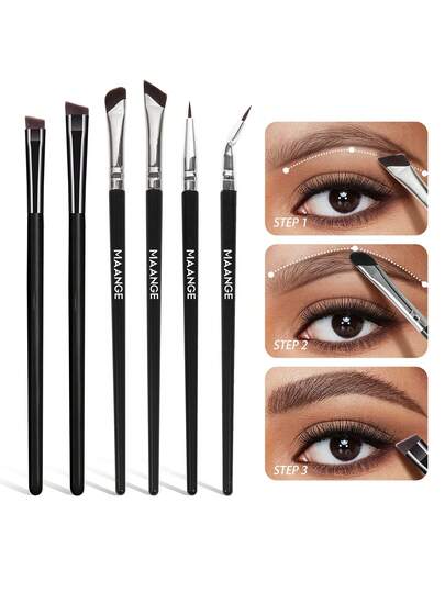 MAANGE 6pcs Eye Makeup Brushes Set Ultra Thin Brush Top Angled Fine Eyeliner Brush Professional Precision Thin Point Liner Makeup Brushes Set Eye Makeup Tool Eyeshadow Makeup Brush Set Blending Concealer Eyebrow Eye Liners Premium Synthetic Eyeshadow, Eyebrow Brush, Eyeshadow Brush, Brush