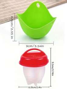 煮蛋器杯、煮蛋器模具杯、硅胶煮蛋器、带环架的煮蛋器杯、适用于微波炉空气炸锅炉灶煮蛋的煮蛋杯、不粘、4 件套、颜色随机