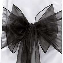 10pcs Organza Chair Sash, Organza Bowknot Chair Back Decor For Dining Table, Wedding Supplies, 18cm Width, 275cm Length, Need DIY To Tie Into Butterfly Shape, Gauze Decorative Ribbon For Party, Graduation, Wedding, Ceremony, Packaging