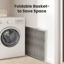 90-Litre Breathable, Sturdy, Hand-Woven PP Rattan Laundry Basket With Lid, Dividers And Handles, Foldable, Removable Lining, Available In Grey Or Yellow, Suitable For Bathroom Storage, Laundry Room Or Bedroom. - 灰色 - 查看 7