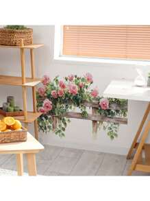 1 pieza Pegatina creativa de cerca con flores de rosa y hojas verdes, duradera, resistente al agua y al polvo, de PVC autoadhesiva y fácil de despegar, adecuada para pegatinas de pared en dormitorio, estudio, sala de estar, restaurante, cocina, decoración del hogar, para renovar tu vida, decoración de fiestas, regalos de cumpleaños y graduación, decoración de habitaciones, decoración de paredes, pegatinas personalizadas