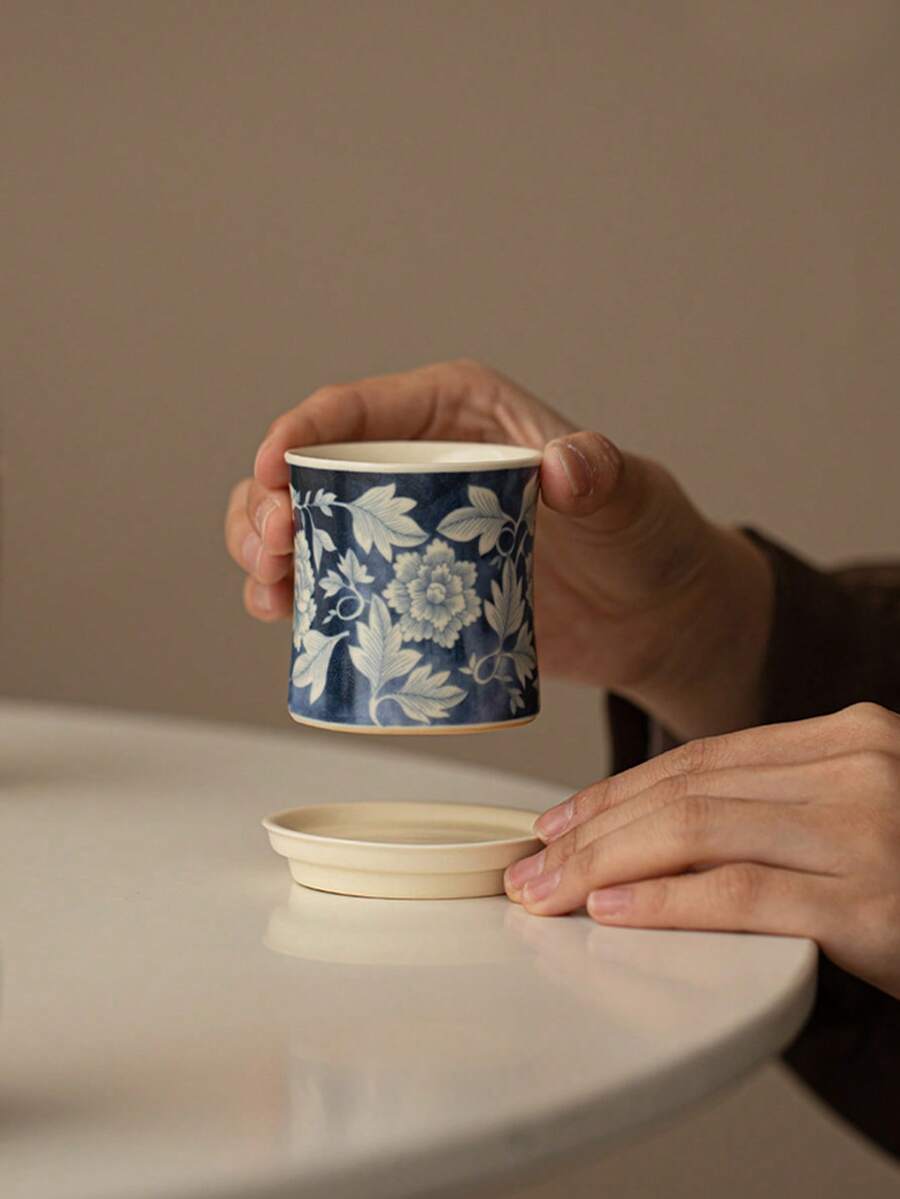 1 件陶瓷茶杯套装，中式功夫茶具竹结杯，适合饮茶、中东茶、阿拉伯咖啡，可放入微波炉和洗碗机 - 彩色 - 查看 1