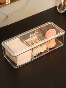 1pc Plastic Makeup Pad Pad Storage Box, High-Quality Transparent Dust-Proof Organizer Box For Makeup Pads, Makeup Remover Pads, Suitable For Vanity, Bathroom, Beach, Bedroom, Large Capacity - Clear - View 2
