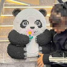 12000pcsFlower Panda Giant Panda Cute Animal DIY Puzzle Decoration 3D Stereo Puzzle Take Flower Panda Puzzle Building Blocks Birthday Gift For Parties And Gifts - Model - View 4