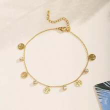 1 Pc Women Fashion Anklet With Tree Of Life & Shell Pendant Decor, Elegant & Casual Style, Suitable For Walking, Travel And Holiday Wearing