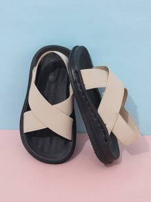 Bequeme flache Sandalen mit elastischem Riemen für Säuglinge/Kleinkinder