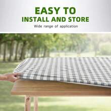 Picnic Table Cover With Bench Cover, Table Cover Suitable For 6-Foot Rectangular Tables, Vinyl Flannel Backing, Elastic Edges - Suitable For Outdoor/Indoor Gatherings And Dining (30x72 Inches, 3-Piece Set, Grey Checkered)
