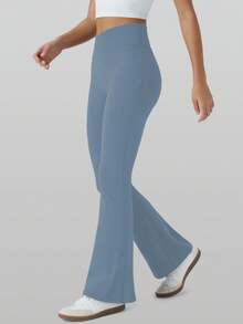 RUNONWHEELS 5 High Waist Flared Pants Daily Fitness Sports Leggings, Women Butt Lifting Yoga Leggings,Women's High-Waisted Cross Design Flared Leggings Suitable - 淺藍色 - 查看 6