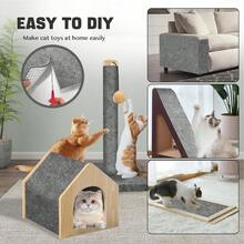 猫抓沙发家具保护器，粘性猫抓垫家具防护器，DIY 攀爬猫抓板沙发保护器，防止猫爪抓挠，适用于室内（浅灰色，78.7x15.8 英寸）