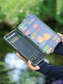 SOUGAYILANG 1PC多功能渔具鲤鱼钓鱼配件线组多层塑料收纳盒二合一鲤鱼配件盒带刻度欧式鱼线盒Ronny渔具组渔具收纳 - 墨綠色 - 查看 8