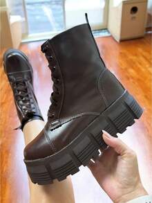 CHUNKY Platform Tractor Boot - Comfort And Style - Rỉ Nâu - Xem 11