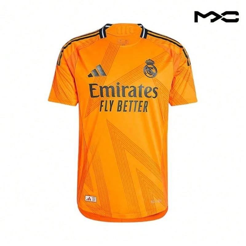 Real Madrid SS24 Away Authentic Brand Logo Fashion Short Sleeve Football Shirt Orange Tops Men - Multicolor - View 1