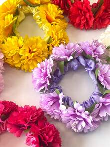 1件装女士春夏新款纯色仿布花朵发圈，适合海滩、夏威夷度假、日常佩戴、丸子头造型、节日、派对、送礼、秋季穿搭，发绳马尾辫头饰 - 彩色 - 查看 10