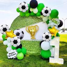 5/8/10 peças/conjunto de balões de futebol troféu de campeão, incluindo 1 troféu, balões de futebol e balões de folha de confete, adequados para boates, eventos esportivos, decoração de festa de aniversário esportiva e adereços de fotografia