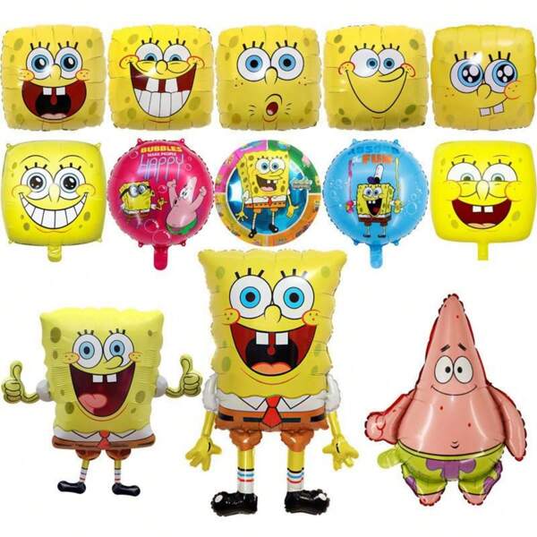 SPONGEBOB Juego de globos de aluminio con tema de la caricatura Bob Esponja para decoración de fiesta de cumpleaños