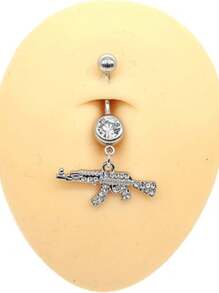 Pendentif de nombril en forme de pistolet à motif géométrique, bijou de piercing de nombril serti de strass étincelant