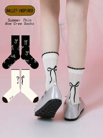 1/2/5 paires Pack Chaussettes d'été à lacets en dentelle pour femmes - Chaussettes fines en soie de verre transparente inspirées du ballet