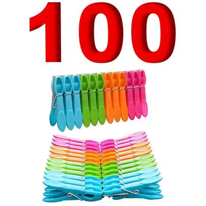 Conjunto de 12/24/48 prendedores de roupa, clipes de plástico coloridos de 73 mm para roupas, toalhas e meias, prendedores de roupa resistentes com mola, essenciais para a volta às aulas (cor aleatória)