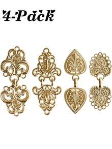 Xiacheng 1-4pcs/Set Vintage Shirt Clips, Dress Waist Clips, Cardigan Shawl Clips, Cape Clips For Women - Gold - View 15