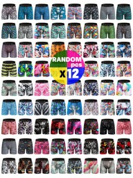 12-Piece Men's Boxing Underwear Set With Stylish Prints And Graffiti Patterns, Comfortable Fit, Breathable, Quick-Drying, Suitable For Sports.