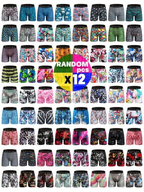12-Piece Men's Boxing Underwear Set With Stylish Prints And Graffiti Patterns, Comfortable Fit, Breathable, Quick-Drying, Suitable For Sports.
