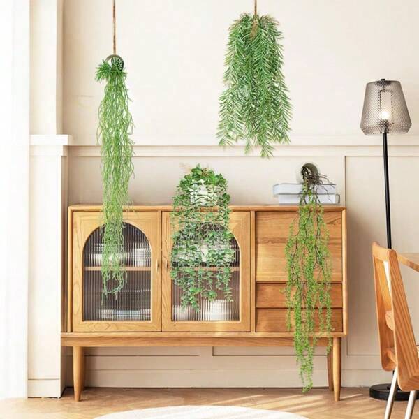 Flower Realm 1PC,Multi-Style,Fake Hanging Plants Set – Artificial Greenery For Wall, Shelf, Home, Indoor Outdoor Decor