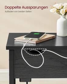Beistelltisch, Nachttisch mit Steckdose, schmal, mit USB-Anschlüssen, Tasche, für Wohnzimmer, Schlafzimmer - EU F-Typ Stecker (220-240V) - Übersicht 7