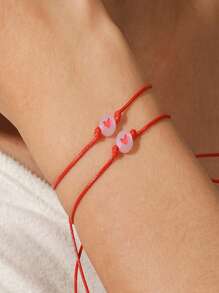 Verstellbares, im Dunkeln leuchtendes gewebtes Armband - Herzform, geeignet für beste Freunde/Familie, Paare, Freundin-Geschenk, Paar-Armband, Damen-Armband