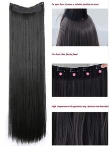 1 pieza Extensiones de cabello sintéticas resistentes al calor de 24 pulgadas y 40 pulgadas en una sola pieza, color marrón óxido, burdeos, rubio, multicolor, extra largas y rectas con 5 clips, extensiones de cola de caballo resistentes al calor de fibra adecuadas para mujeres y niñas para diversas ocasiones, incluyendo festivales de música, fiestas, cosplay, vacaciones y todas las estaciones