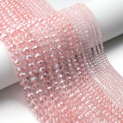 1 Stück AB-farbige, facettierte runde Abakus Kristall Flachperlen, verschiedene Größen 3/4/6/8/10mm, modische mehrfarbige vielseitige DIY Schmuckherstellung Zubehör, geeignet für Armband, Halskette, Schmuck, Anhänger, Schlüsselanhänger