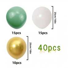 40 Stück Retro Grün, Gold, Weiß Latex Luftballons 10-Zoll Set - Geeignet für Geburtstag, Hochzeit, Valentinstag, Sommer Party, Thanksgiving, Weihnachten, Silvester Dekoration und Feier, geeignet für Sommer und Winter