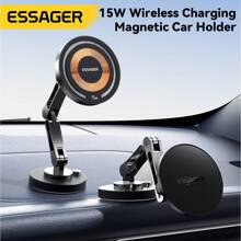 ESSAGER 15W Magnetic Car Phone Holder With Wireless Charging Function Compatible With Apple Phone Charger