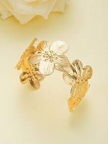 1-9 件夸张不对称几何花卉金属手镯套装，适合女性派对、约会、生日礼物