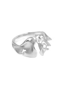 Unique Minimalist Design S925 Sterling Silver Textured Pleated Ring - White - View 10