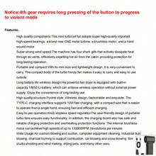 强力迷你涡轮风扇，Type-C 充电涡轮喷气风扇汽车吹雪 130000 RPM 清洁鼓风机工具 4 档可调便携式电动空气除尘器