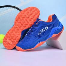 Men's Lace-Up Shock Absorbing Wear-Resistant Tennis Shoes, Lightweight Low-Top Non-Slip Badminton Shoes, Fashionable