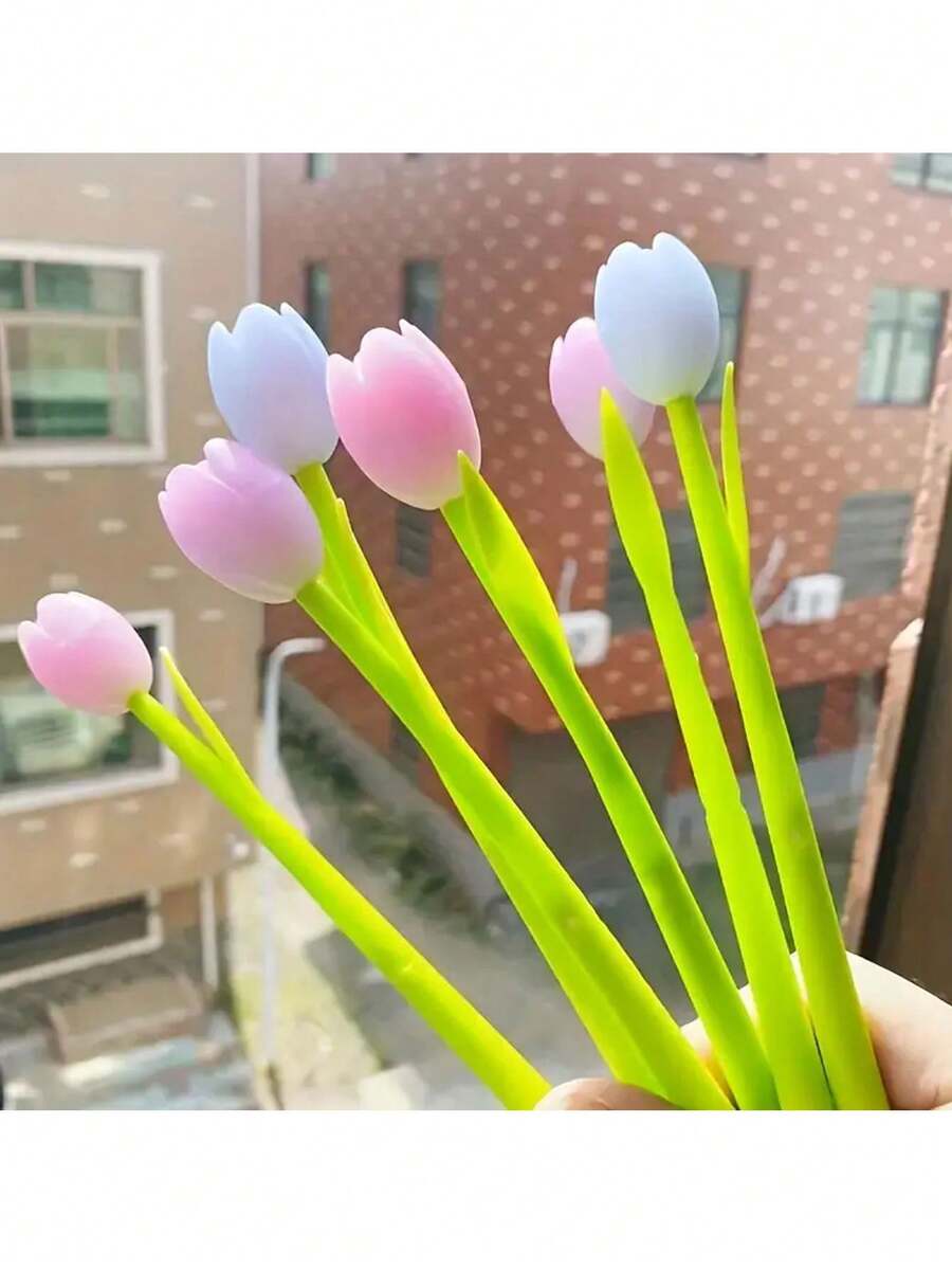 6 Pcs Color Changing Flower Pens, Novelty Light-Responsive Flower Pens, Funny School/Office Supplies, Cute Pens For Female Teachers, Flower Party Favor Pens School Supplies,Back To School - Multicolor - View 1