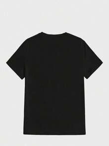 Para hombre,Estampado con imagen de calavera y texto ,Camiseta casual de cuello redondo y manga corta con estampado,adecuada para uso diario en primavera y verano,unisex - Negro - Ver 2