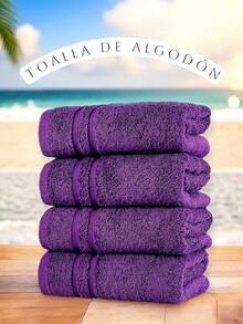 TOALLA DE BAÑO 100% ALGODÓN MEXICANO (Gruesa) ABSORBENTE  70m X 135cm, la cenefa puede variar - Morado - Ver 4