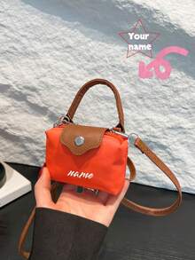 1 Custom Outdoor Bag, Can Be Printed With Personalized Name Or Holiday Greetings. Customize Your Own Bag. 1 Custom Outdoor Bag, Pu Magnet Closure Fashion Niche Design Contrast Color Mini Handbag, Adjustable Shoulder Strap Shoulder Messenger Bag Suitable For Teenagers To Travel, Shopping, Party, Date And Daily Use, Is A Perfect Gift For Teenagers - Contrast Color Tote Bag - View 6